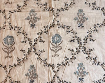 Handmade Jaipuri Block Print Cotton Quilt | Reversible Blue and Beige, Lightweight Soft Bedspread