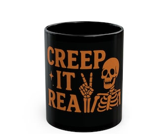 Skeleton Halloween Mug – Creep It Real Graphic, Spooky Coffee Mug