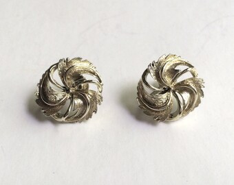 Vintage 60's Screw Back Earrings, Small, Silver, Round by Lisner