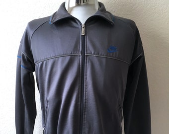 Vintage 90's Nike Track Jacket, Grey, Blue, Zip Up, Athletic (L)