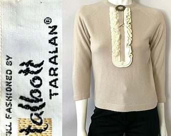 Vintage 60's Talbott, Tan, Ruffle Sweater (S)