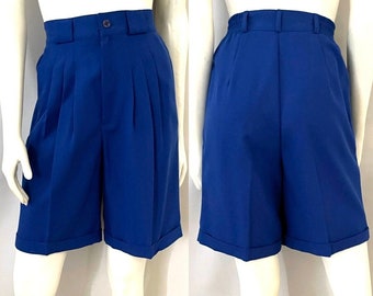 Vintage 90's Marine Blau, Hohe Taille, Shorts (M)