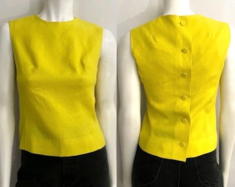 Vintage 60's Yellow, Sleeveless, Top by Tudor Square (S)
