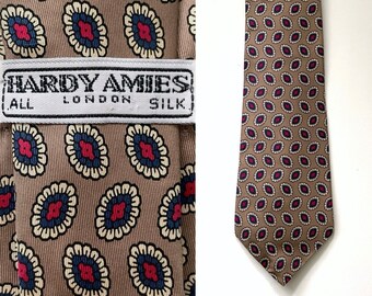 90's Hardy Amies, Tan, Silk, Tie