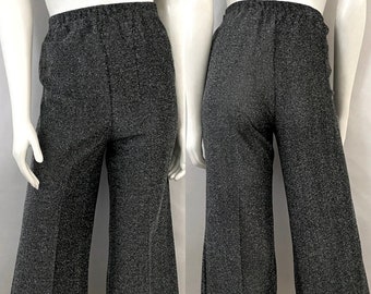 Vintage 70's Metallic Silver, High Waisted, Bell Bottom, Disco Pants (L)