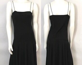 Vintage 80's Soo Yung Lee, Black, Silk Dress (Size 6)