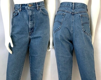 Jean chic vintage des années 80, taille haute, jambe fuselée, denim (taille 10)