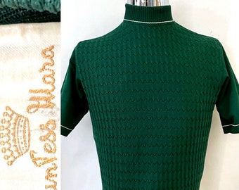 Mod vintage des années 60, vert, manches courtes, tricot par Countess Mara (M)