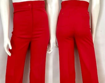 Vintage 70's Red High Waisted Wide Leg Pants (Size 2)