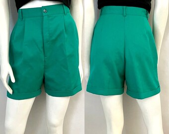 Vintage 80's Palmetto's, Green, High Waisted, Pleated Shorts (Size 8)