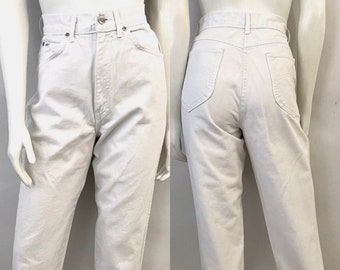 Vintage 80's White, Chic Jeans, High Waisted, Denim (Size 8)