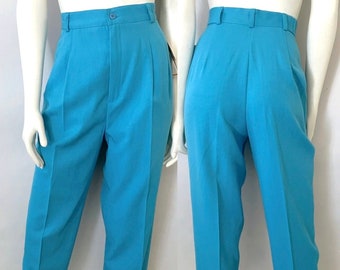 Vintage 80's Deadstock, Joan Walters, Blue, Pleated, Pants (Size 8)