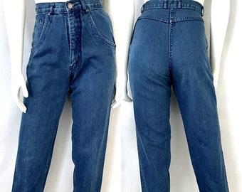 Vintage 80's BBBlues Jeans, High Waisted, Tapered Denim (Size 6)