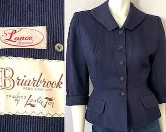 Vintage 50's Briarbrook, Blazer, Blue Striped, Jacket (Size 4)