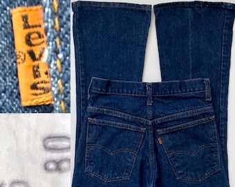 Vintage 70's Levi's 646 Jeans Bell Bottom Orange Tab (W27)