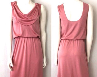 Vintage 70's Mauve, Maxi Dress, Full Length, Sleeveless, Gown (M)