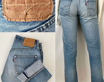 Vintage 80's Levi's 501 Selvedge Jeans, Red Tab, Denim (W27)