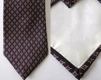 Vintage 80's Christian Dior, Brown, Geometric, Neckwear