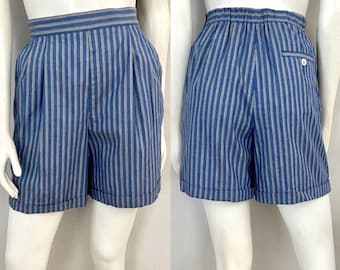 Vintage 90's Lizsport, Blue, High Waisted, Striped Shorts (Size 8)