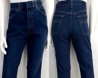 Vintage 70's High Waisted, Dark Wash, Bootcut Jeans (M)