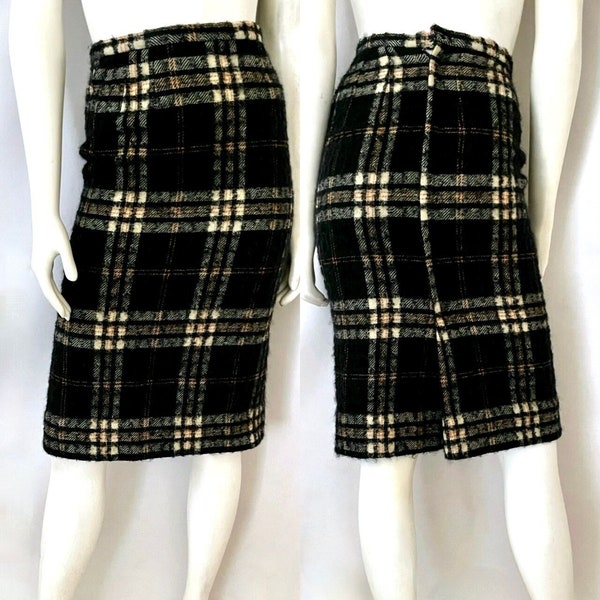 Vintage 60's Suburbia Designers Originals, Plaid, Wool Pencil, Skirt (Size 0)