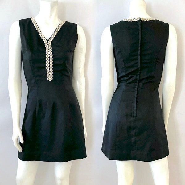 Vintage 60's Mod, Black, Gold, GoGo Dress (S)