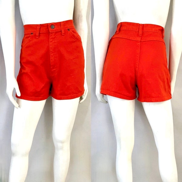 Vintage 70's Orange High Waisted Denim Shorts (Size 6)