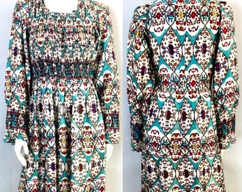 70's Mindy Malone, Long Sleeve, Maxi Dress (S)