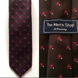 Vintage 80's Brown, Floral, Polyester, Necktie by The Men's Shop