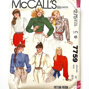 80&#39;s Uncut, McCall&#39;s 7759, Long Sleeve, Blouses (S)