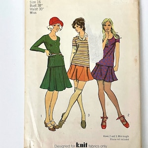 70&#39;s Einfachheit 5074 Zweiteiler Kleid in zwei Längen (L)