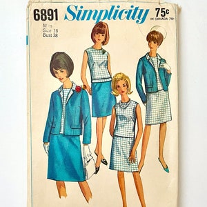 60&#39;s Mostly Uncut Simplicity 6891, Jacket, Blouse, Skirt (Size 8/10)