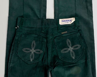 Vintage 70's Deadstock, Maverick, Green, Corduroy, Pants (Size 2)