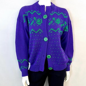 トップス 80s Mutton Sleeves Cardigan POET MUTTON SLEEVES 1980's 80s 40s Style Vintage Ribbed