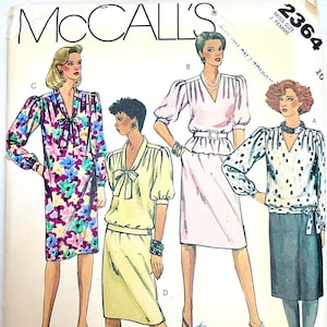 80&#39;s Uncut McCall&#39;s 2364, One, Two Piece Dress (S)