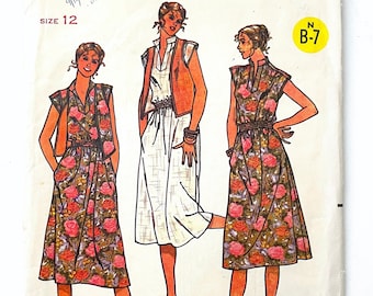 80's Butterick 6152 Dress and Vest (S)