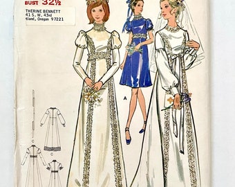 Jaren 70 Butterick 6476 bruidsjurken (M)