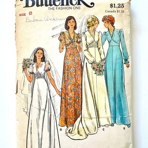 70&#39;s Butterick 3774, Bridal Gowns (XS)