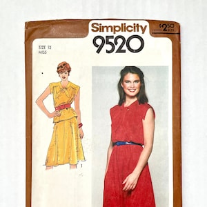 Anni 80 Uncut Simplicity 9520, abito intero o due pezzi (S)