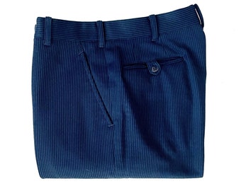 Pantalon Mod vintage des années 60, bleu marine, rayé (W29)