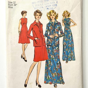70&#39;s Simplicity 6559, Dress In Two Lengths, Jacket (S or L/XL)