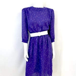 80&#39;s Purple, Floral Dress, Half Sleeve by Alison Peters (M)
