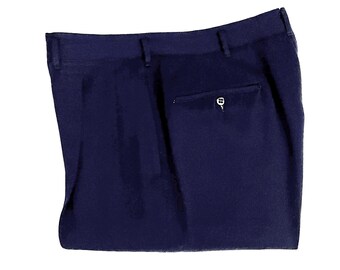 Vintage 50's Navy Blue, Pleated, Relaxed Fit, Pants (W32)