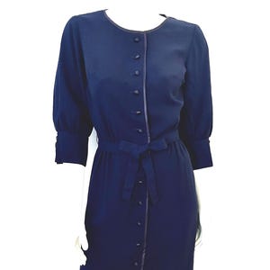 40&#39;s Navy Blue, Button Down, Pencil Dress by Gerry (Size 6)