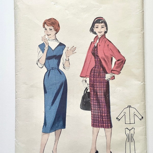 50's Mostly Uncut Butterick 7434, Jumper Sheath, Jacket Costume (S)