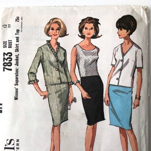 60&#39;s Uncut McCall&#39;s 7833, Jacket, Skirt, Top (S)