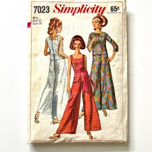 60&#39;s Partially Uncut Simplicity 7023 Jumpsuit Overblouse (S)