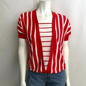 Vintage 80&#39;s Red, White, Striped Top by Mervyn&#39;s (M)
