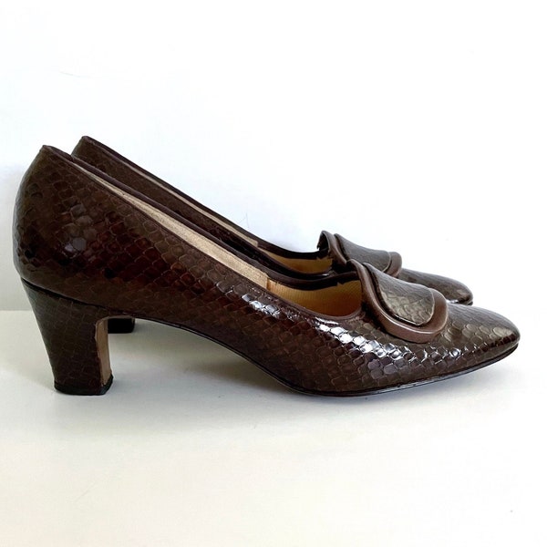 SALE Vintage 60er Mod, Braun, Leder, Heels von Naturalizer (Größe 7N)