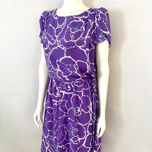 Vintage 80&#39;s Alison Peters, Purple, Short Sleeve, Dress (Size 6)